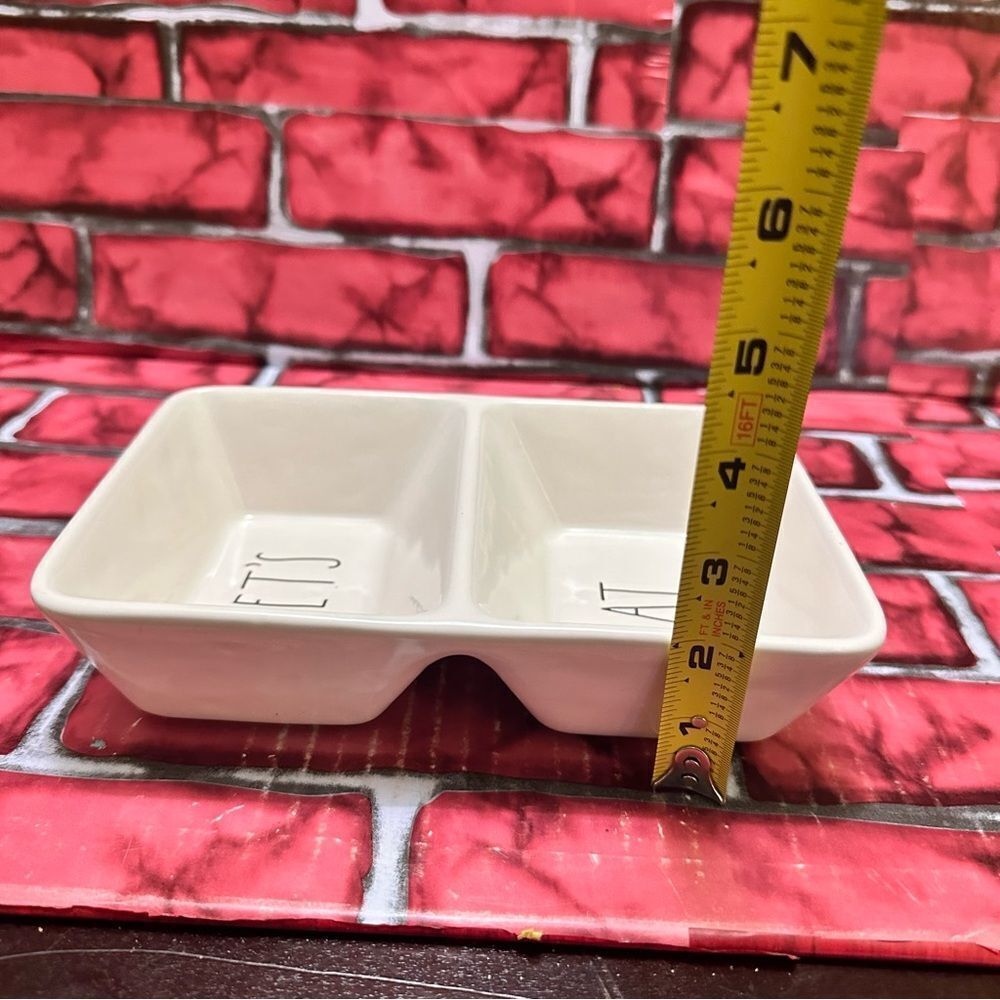 Rae Dunn ceramic Snack Tray LET’S EAT - Picture 2 of 6